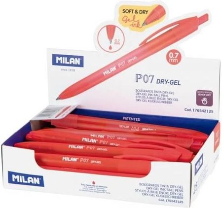 Milan Długopis Dry Gel Czerwony 25Szt.