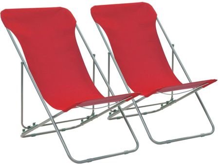 Elior Komplet Czerwonych Krzeseł Plażowych Loretto