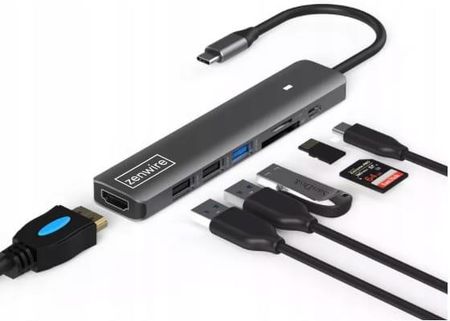 HUB ADAPTER USB-C 7W1 HDMI 4K USB 3.0 SD PD M1 LED