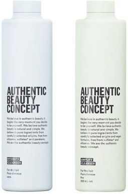 Authentic Beauty Concept zestaw szamponów dla dwojga szampon Hydrate 300ml, szampon Amplify 300ml