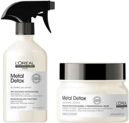 L'Oréal Professionnel Metal Detox Zestaw do włosów do neutralizacji metali do stosowania przed farbowaniem: spray neutralizujący metale 500ml + maska 