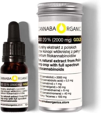 Cannaba Organics Olej 20% CBD (2000 mg/10 ml) bez chlorofilu 10ml