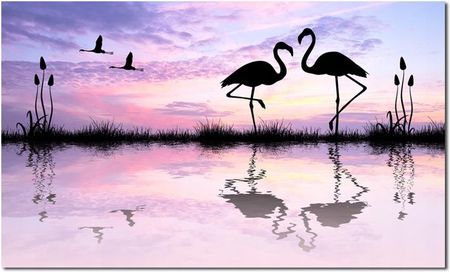 Obraz Flamingi 11 120X70Cm Ptaki Flaming Fiolet 11764121092