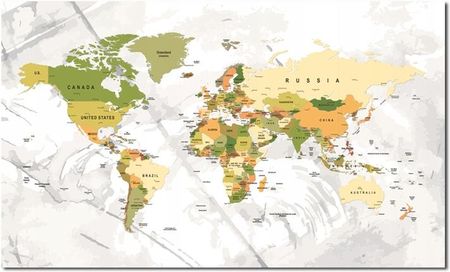 Obraz Mapa Świata 19 Państwa 120X70Cm Na Płótnie 11764166030