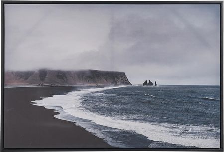 Beliani Obraz na płótnie w ramie krajobraz morze 93 x 63 cm niebiesko-szary Ortona