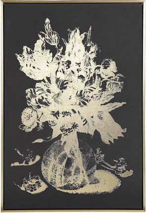 Beliani Obraz drukowany płótno rama motyw kwiatów 63x93cm złoty Oriano