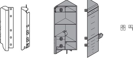 BLUM ZSF.345E.D1 mocowanie frontu i ściany tylnej szuflady narożnej wysokiej "D", biały