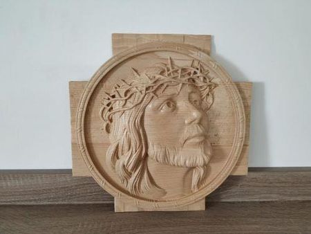 Wajdrew Płaskorzeźba drewniana Jezus Chrystus w koronie cierniowej