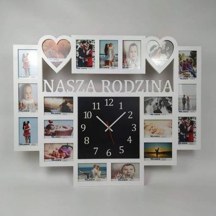 Wajdrew Multirama ramka na zdjęcia Nasza Rodzina z zegarem 19 zdjęć serca salon pokój prezent arabskie