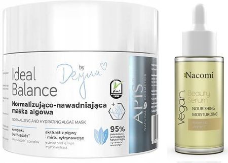 Apis Ideal Balance by DEYNN normalizująco-nawadniajaca maska algowa 100g + Nacomi Beauty serum nawilżające 40ml MD22