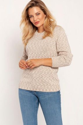 Klasyczny sweter z melanżowej przędzy (Beżowy, XL)