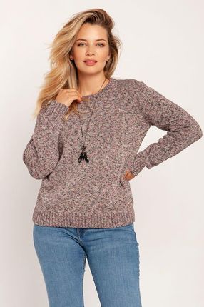 Klasyczny sweter z melanżowej przędzy (Różowy, L)