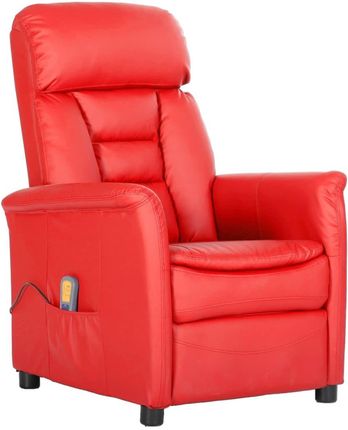 Vidaxl Rozkładany Fotel Masujący Czerwony Sztuczna Skóra 13452 329683 13452-329683
