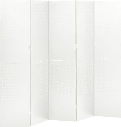 vidaXL Parawan 5-Panelowy Biały 200x180cm Stalowy 335902