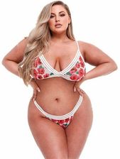 Komplet - Baci White Floral & Lace Bra Set with Open Back Panty Queen Size