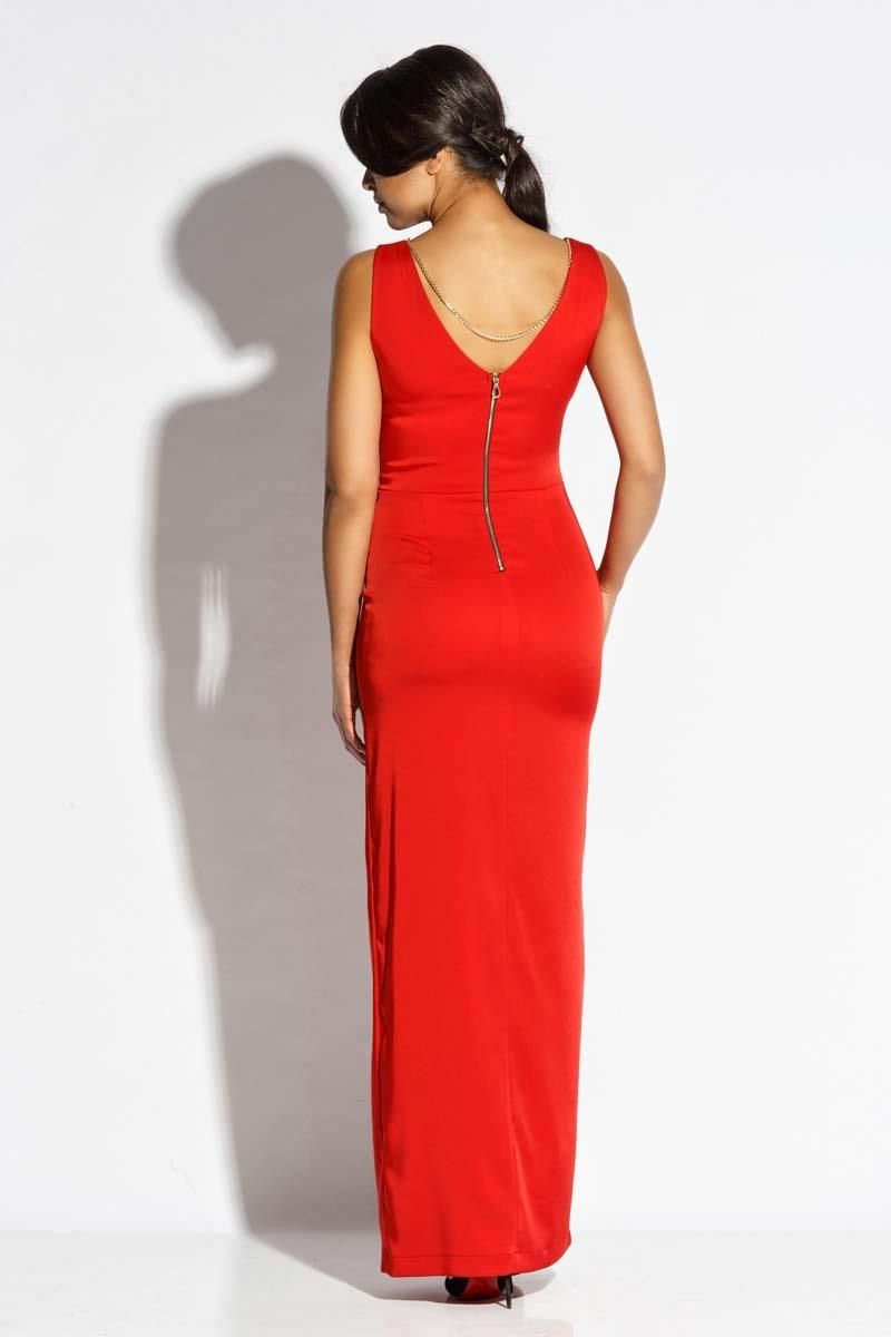 June Maxi Sukienka Na Ramiączkach Czerwona S M L XL (Dur120Re) - zdjęcie 1 June Maxi Sukienka Na Ramiączkach Czerwona S M L XL (Dur120Re)