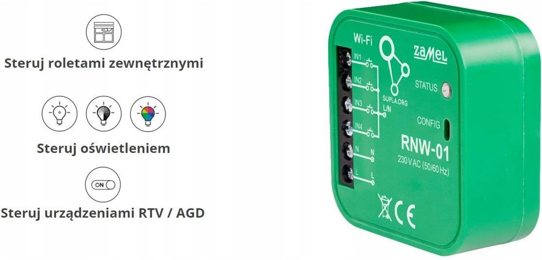 Zamel Sp. Z O.O. Interfejs 4-Wejść Supla Wi-Fi Rnw-01 (RNW01) - zdjęcie 2 Zamel Sp. Z O.O. Interfejs 4-Wejść Supla Wi-Fi Rnw-01 (RNW01)