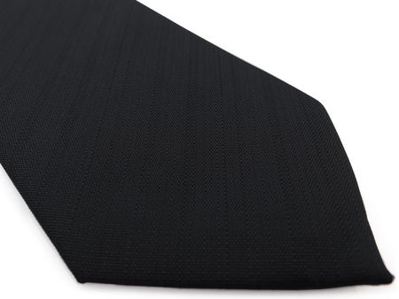 Czarny krawat męski, strukturalny materiał - paski D312