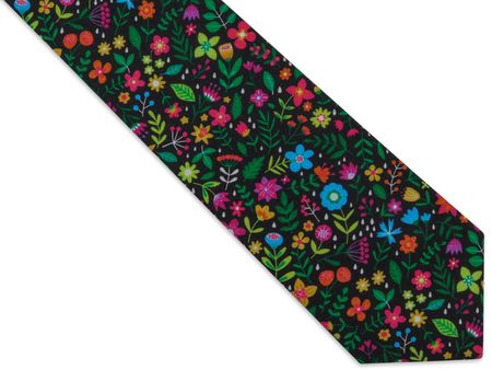 Bawełniany kolorowy krawat męski w kwiaty C40