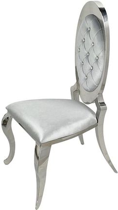BellaCasa.co Krzesło glamour Victoria II Silver srebrne pikowane kryształkami