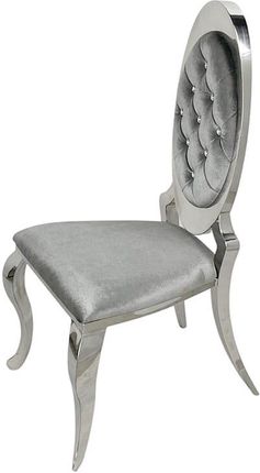 BellaCasa.co Krzesło glamour Victoria II Dark Grey szare pikowane kryształkami