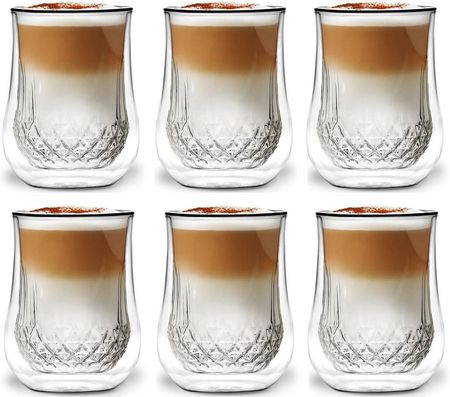 Vialli Design Szklanki termiczne do kawy latte DIAMANTE 300ml 6 szt.