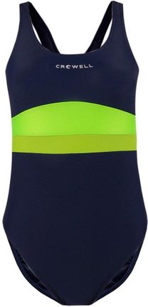 Kostium kąpielowy dla dziewczynki Crowell Swan kol.02 granatowo-limonkowo-zielony