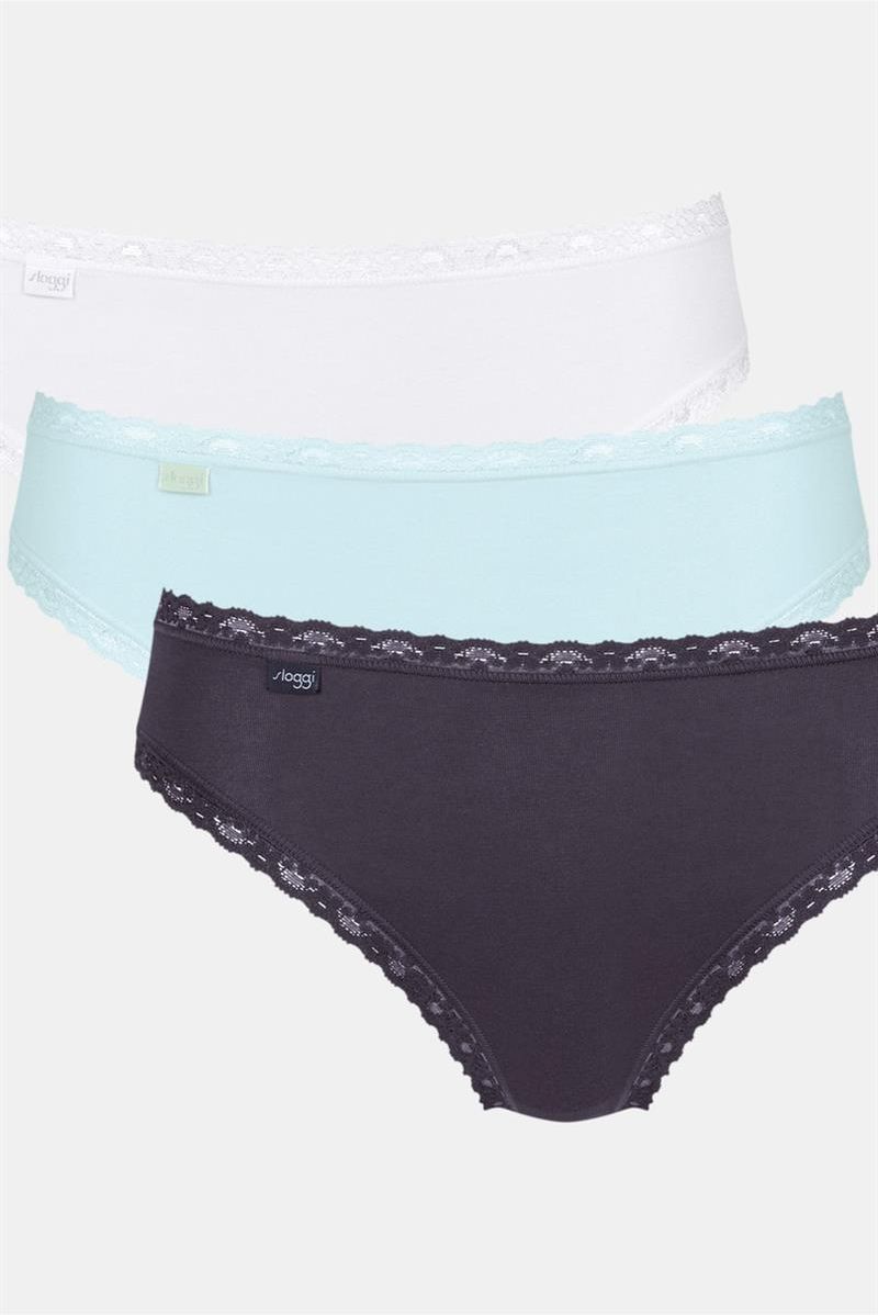 Sloggi Weekend Hipster 24/7 Confezione Da 3 - Mutandine In Misto Cotone E Lycra, Colore Nero Pettine, Taglia 50