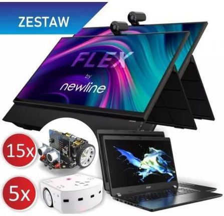 Zestaw: 2x Newline Flex + 2x Laptop Acer + 15x Robot Maqueen + 5x Robot Thymio