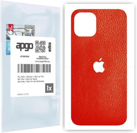 Folia naklejka skórka strukturalna na TYŁ do Apple iPhone 12 -  Skóra Czerwona - apgo SKINS
