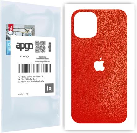 Folia naklejka skórka strukturalna na TYŁ do Apple iPhone 12 mini -  Skóra Czerwona - apgo SKINS
