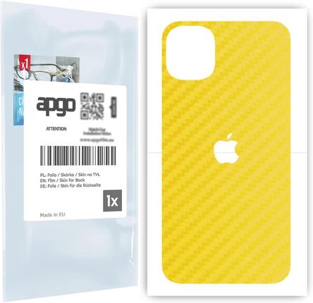 Folia naklejka skórka strukturalna na TYŁ do Apple iPhone 11 -  Carbon Żółty - apgo SKINS