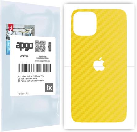 Folia naklejka skórka strukturalna na TYŁ do Apple iPhone 11 Pro -  Carbon Żółty - apgo SKINS