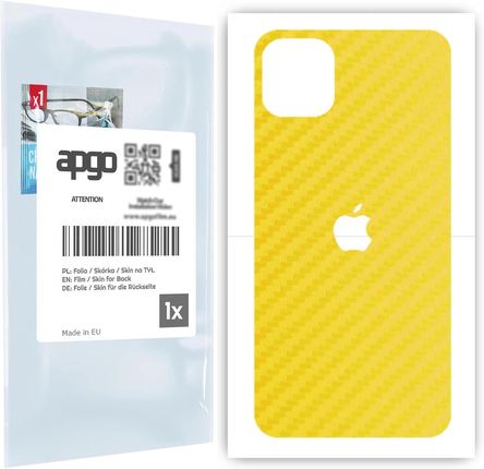 Folia naklejka skórka strukturalna na TYŁ do Apple iPhone 11 Pro Max -  Carbon Żółty - apgo SKINS