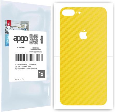 Folia naklejka skórka strukturalna na TYŁ do Apple iPhone 7 Plus -  Carbon Żółty - apgo SKINS