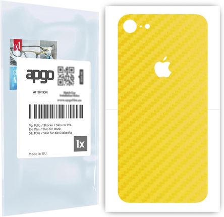 Folia naklejka skórka strukturalna na TYŁ do Apple iPhone 8 -  Carbon Żółty - apgo SKINS