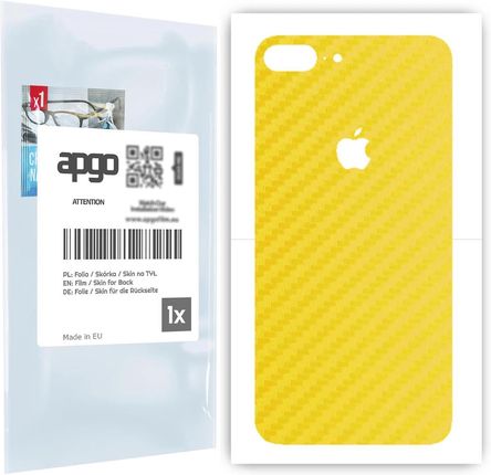 Folia naklejka skórka strukturalna na TYŁ do Apple iPhone 8 Plus -  Carbon Żółty - apgo SKINS