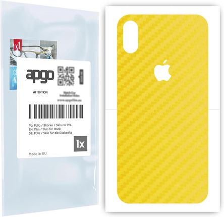 Folia naklejka skórka strukturalna na TYŁ do Apple iPhone X -  Carbon Żółty - apgo SKINS