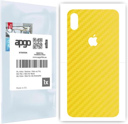 Folia naklejka skórka strukturalna na TYŁ do Apple iPhone XS Max -  Carbon Żółty - apgo SKINS