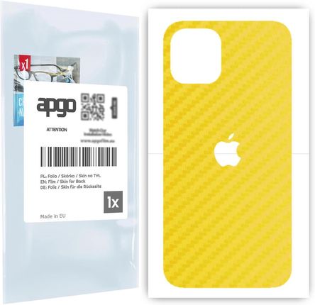 Folia naklejka skórka strukturalna na TYŁ do Apple iPhone 12 -  Carbon Żółty - apgo SKINS