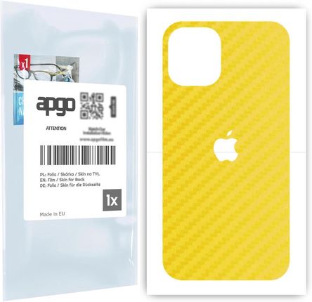 Folia naklejka skórka strukturalna na TYŁ do Apple iPhone 12 mini -  Carbon Żółty - apgo SKINS