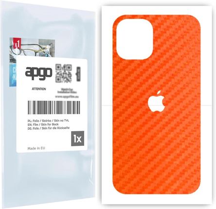 Folia naklejka skórka strukturalna na TYŁ do Apple iPhone 12 mini -  Carbon Pomarańczowy - apgo SKINS