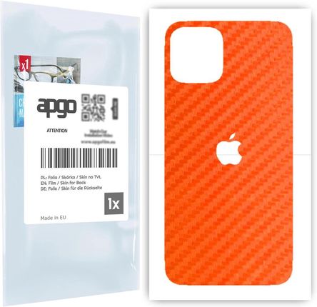 Folia naklejka skórka strukturalna na TYŁ do Apple iPhone 11 Pro -  Carbon Pomarańczowy - apgo SKINS