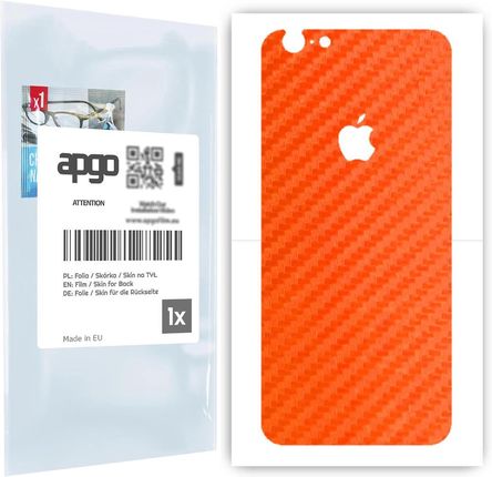 Folia naklejka skórka strukturalna na TYŁ do Apple iPhone 6 -  Carbon Pomarańczowy - apgo SKINS