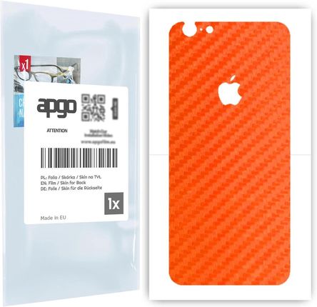 Folia naklejka skórka strukturalna na TYŁ do Apple iPhone 6s -  Carbon Pomarańczowy - apgo SKINS