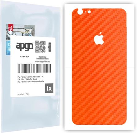 Folia naklejka skórka strukturalna na TYŁ do Apple iPhone 6s Plus -  Carbon Pomarańczowy - apgo SKINS