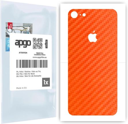 Folia naklejka skórka strukturalna na TYŁ do Apple iPhone 7 -  Carbon Pomarańczowy - apgo SKINS