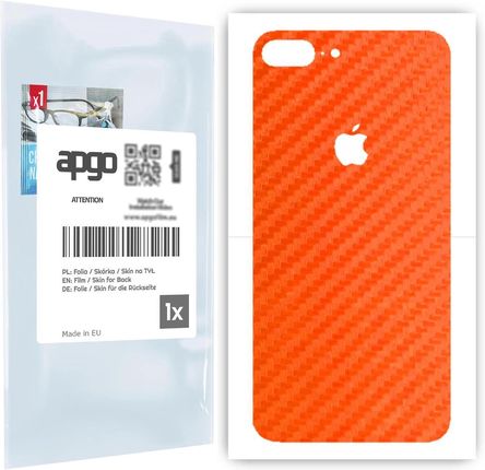 Folia naklejka skórka strukturalna na TYŁ do Apple iPhone 7 Plus -  Carbon Pomarańczowy - apgo SKINS