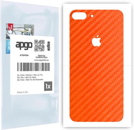 Folia naklejka skórka strukturalna na TYŁ do Apple iPhone 8 Plus -  Carbon Pomarańczowy - apgo SKINS
