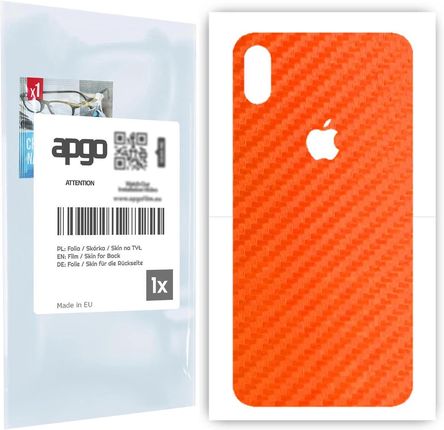 Folia naklejka skórka strukturalna na TYŁ do Apple iPhone XS Max -  Carbon Pomarańczowy - apgo SKINS